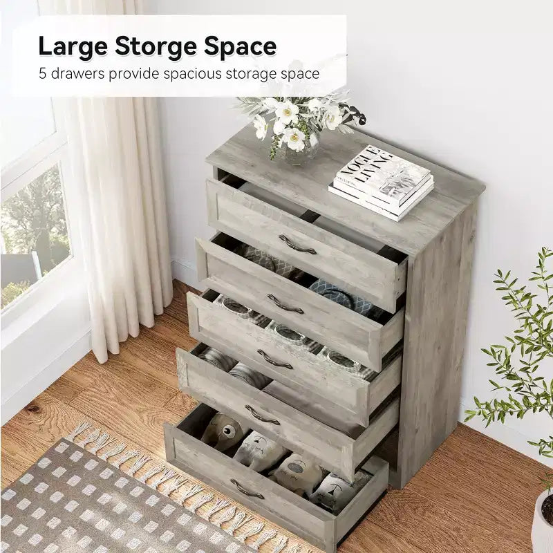 Modern 5/6-Drawer Dresser with Optional Configuration, Versatile Storage Chest for Closet Organization, Kids Bedroom & Living Room