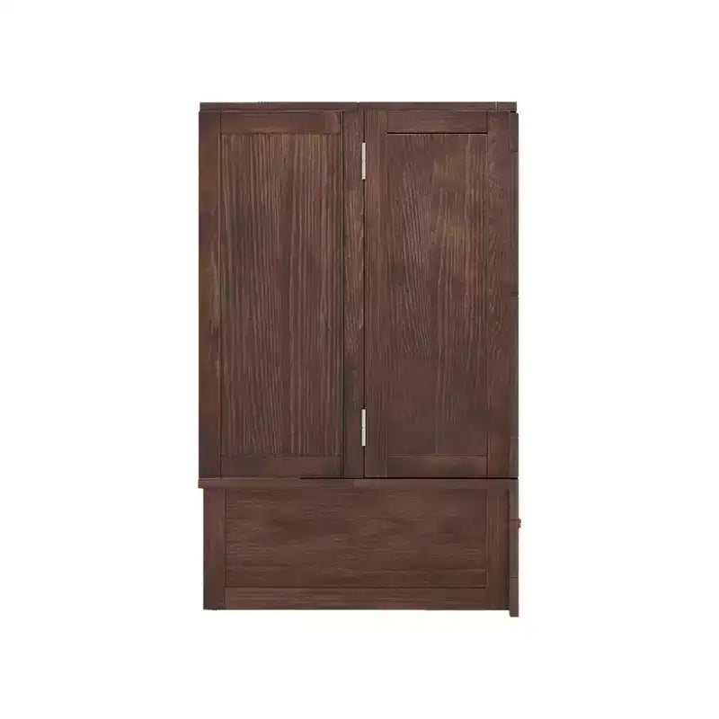Solid Wood Frame Queen Murphy Bed Chest with Built-in Charger and 2 Strong Drawer