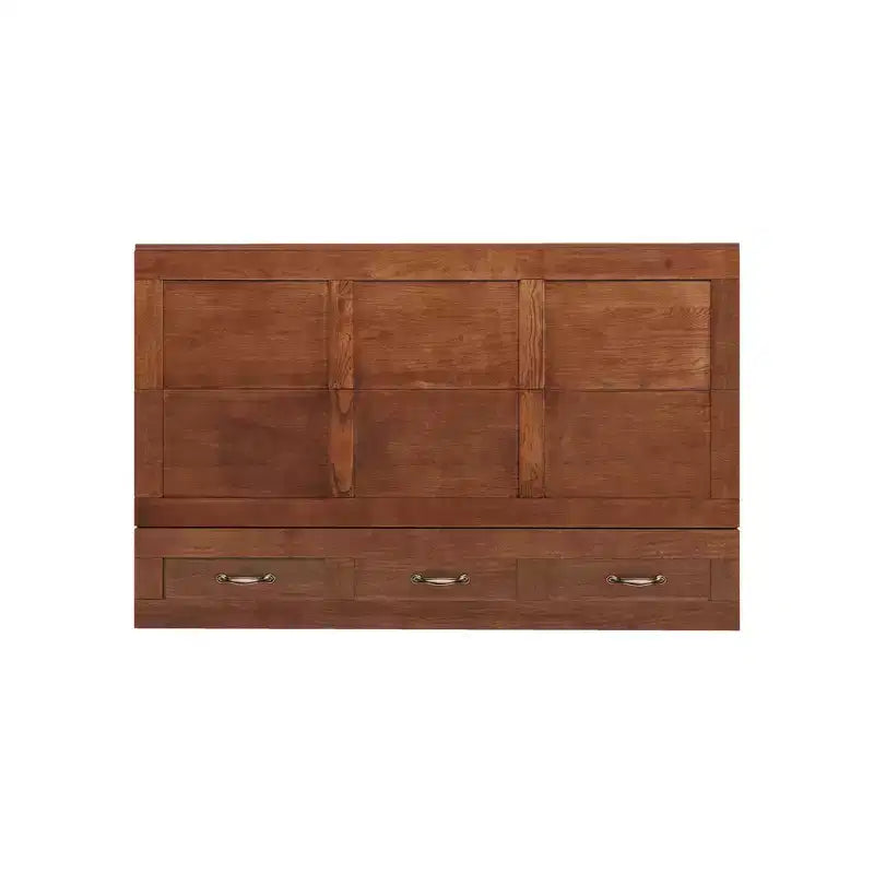 Solid Wood Frame Queen Murphy Bed Chest with Built-in Charger and 2 Strong Drawer