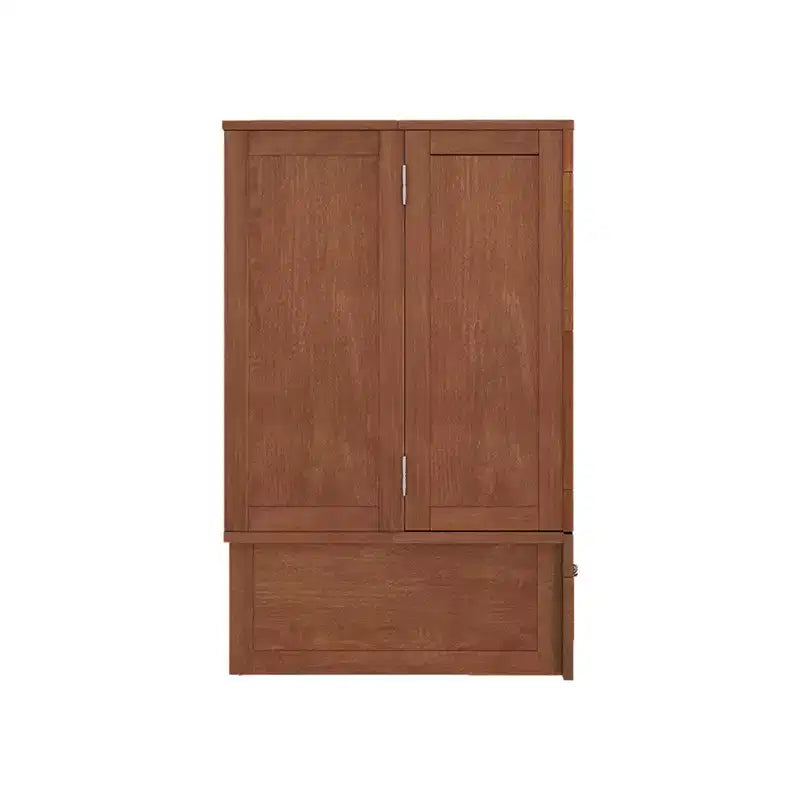 Solid Wood Frame Queen Murphy Bed Chest with Built-in Charger and 2 Strong Drawer