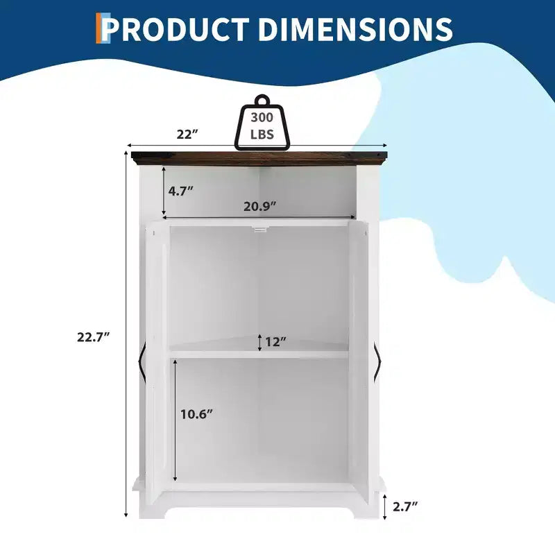 22 Triangle Corner Small Corner Cabinet for Bathroom, Kitchen, Living Room, White