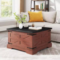 Zevemomo Farmhouse Square Coffee Table with Storage for Living Room, 31 Wood Storage Farmhouse Coffee Tables with Dual Flip-Top Lids, Brown