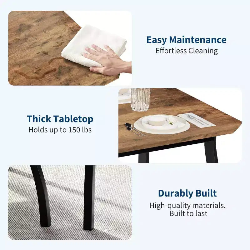 5-Piece Dining Table Set with Wooden Table, Upholstered Bench and 2 Chairs, Space-Saving Dinette Set for Studio, Kitchen, Dining Room