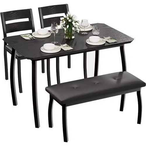 COZONY 5-Piece Dining Table Set with Wooden Table, Upholstered Bench and 2 Chairs, Space-Saving Dinette Set for Studio, Kitchen, Dining Room