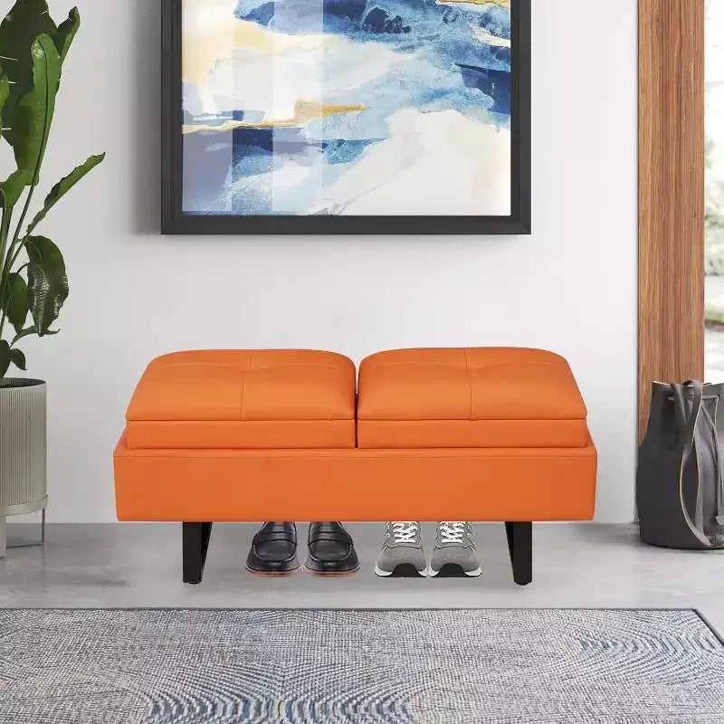 Reception Chairs Entryway Bench - Waiting Room Chair with PU Leather