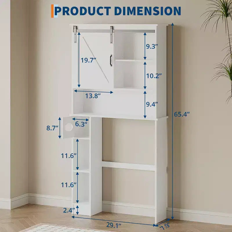 Over The Toilet Storage Cabinet, Double Door Bathroom Organizer with Adjustable Shelves & Toilet Paper Holder for Bathroom Space Saving White