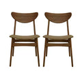 Christopher Knight Home Set of 2 Josie Mid-Century Modern Rubber Wood Faux Leather Dining Chairs Brown/Walnut