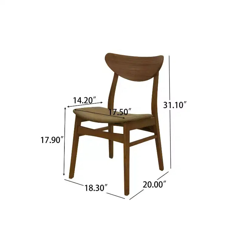 Set of 2 Josie Mid-Century Modern Rubber Wood Faux Leather Dining Chairs Brown/Walnut