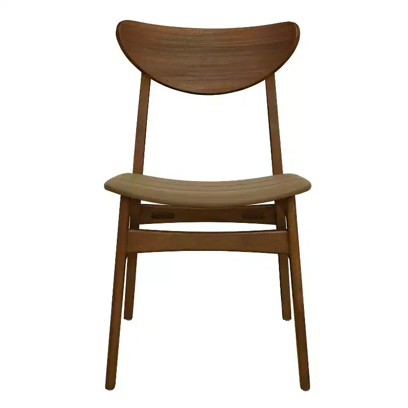 Set of 2 Josie Mid-Century Modern Rubber Wood Faux Leather Dining Chairs Brown/Walnut