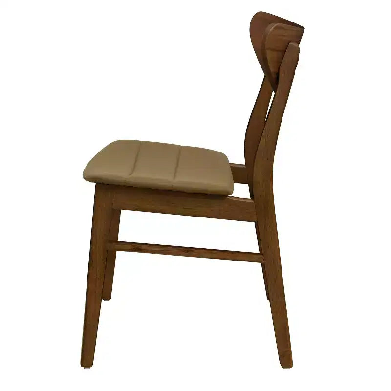 Set of 2 Josie Mid-Century Modern Rubber Wood Faux Leather Dining Chairs Brown/Walnut