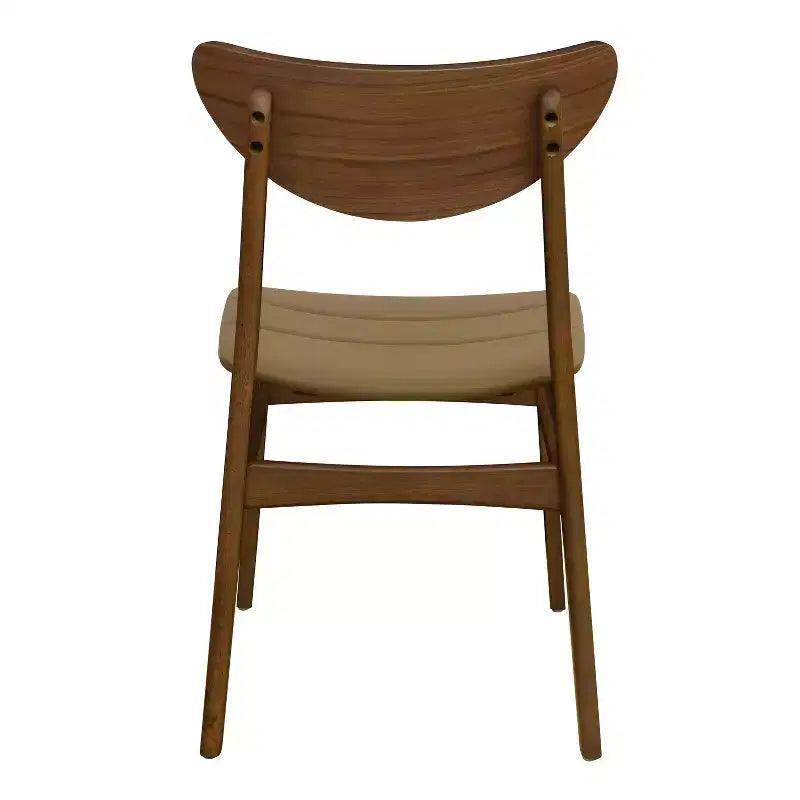 Set of 2 Josie Mid-Century Modern Rubber Wood Faux Leather Dining Chairs Brown/Walnut