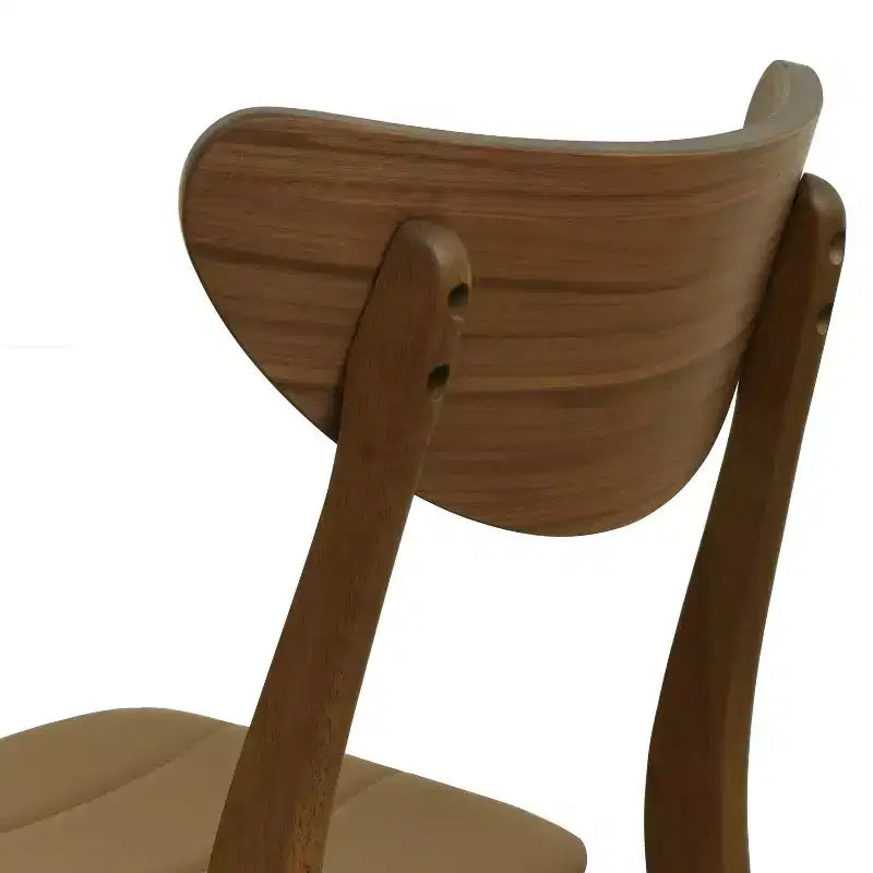 Set of 2 Josie Mid-Century Modern Rubber Wood Faux Leather Dining Chairs Brown/Walnut